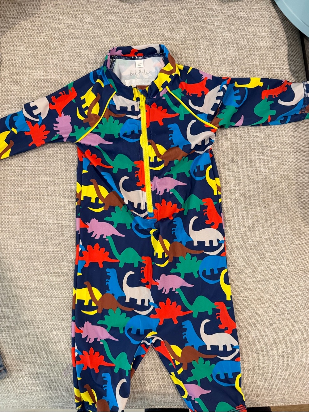 Baby Boden Navy Long-Sleeve Dinosaur Print Rashguard - Multicolor Dinosaurs
